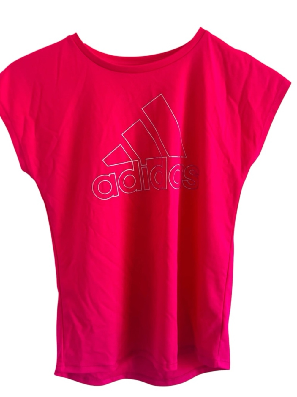 adidas Girls' Bright Pink Logo Short Sleeve Tee